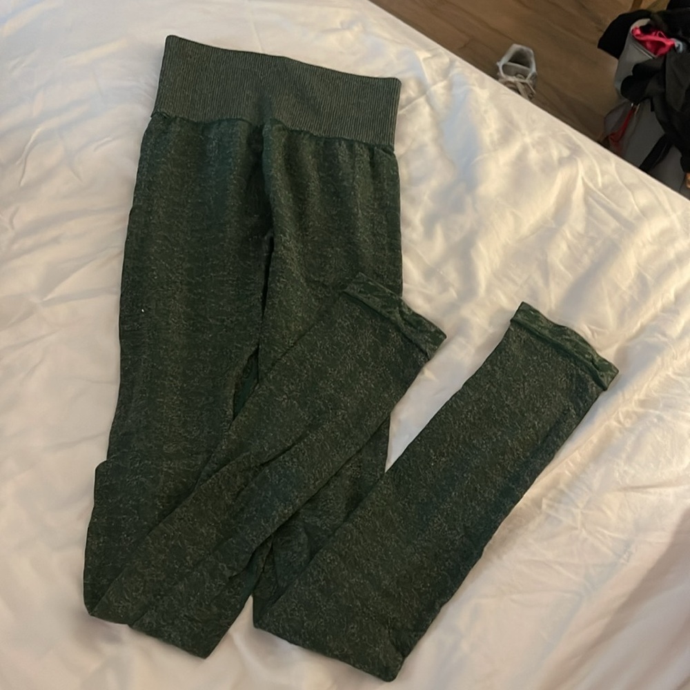 Dark Green Houndstooth Full Length Leggings Size Small